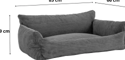Hundebett Punch - 85x66x29cm - Rippensamt - anthrazit