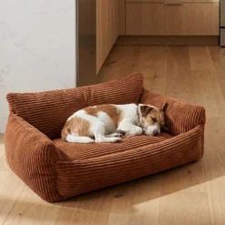 Hundebett Punch - 85x66x29cm - Rippensamt - terracotta