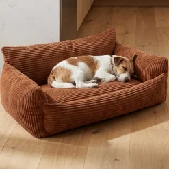 Hundebett Punch - 85x66x29cm - Rippensamt - terracotta