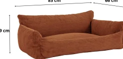 Hundebett Punch - 85x66x29cm - Rippensamt - terracotta