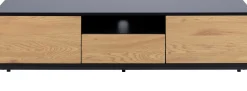Industrieller Couchtisch Dover 140cm 2 Türen 1 Schublade - Schwarz/Wildeiche