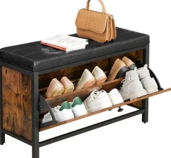 Industrielle Schuhbank für 6 Paare - Stahl/Braun/Schwarz