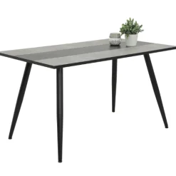 Jamina Esstisch 140x80 cm-Beton/Schwarz