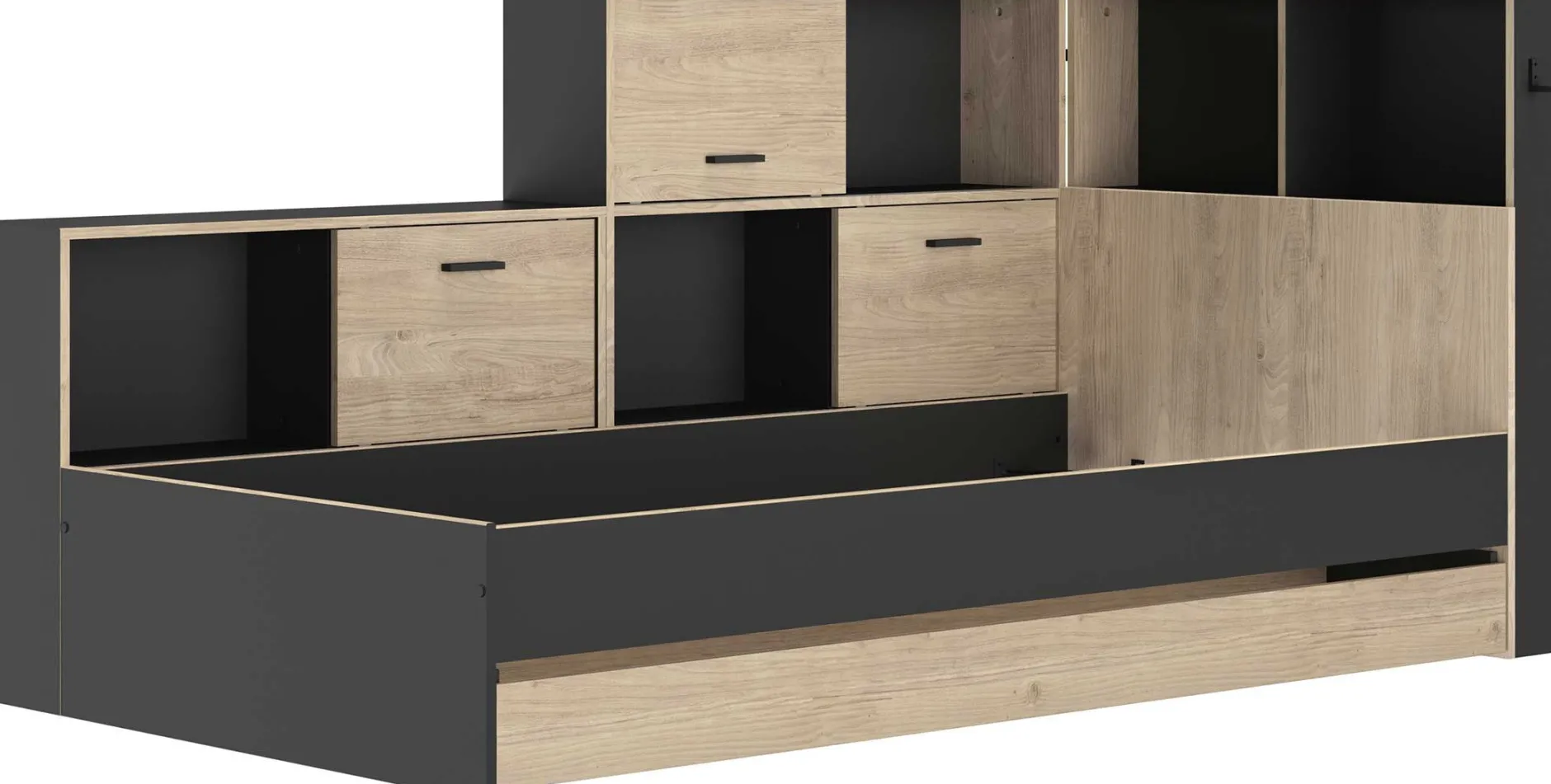 Jugendbett mit Bettkasten und Stauraum Erwan | 90 x 200 cm | Châtaignier-design