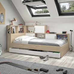 Jugendbett mit Stauraum Erwan - 221x120x104 cm - Eiche