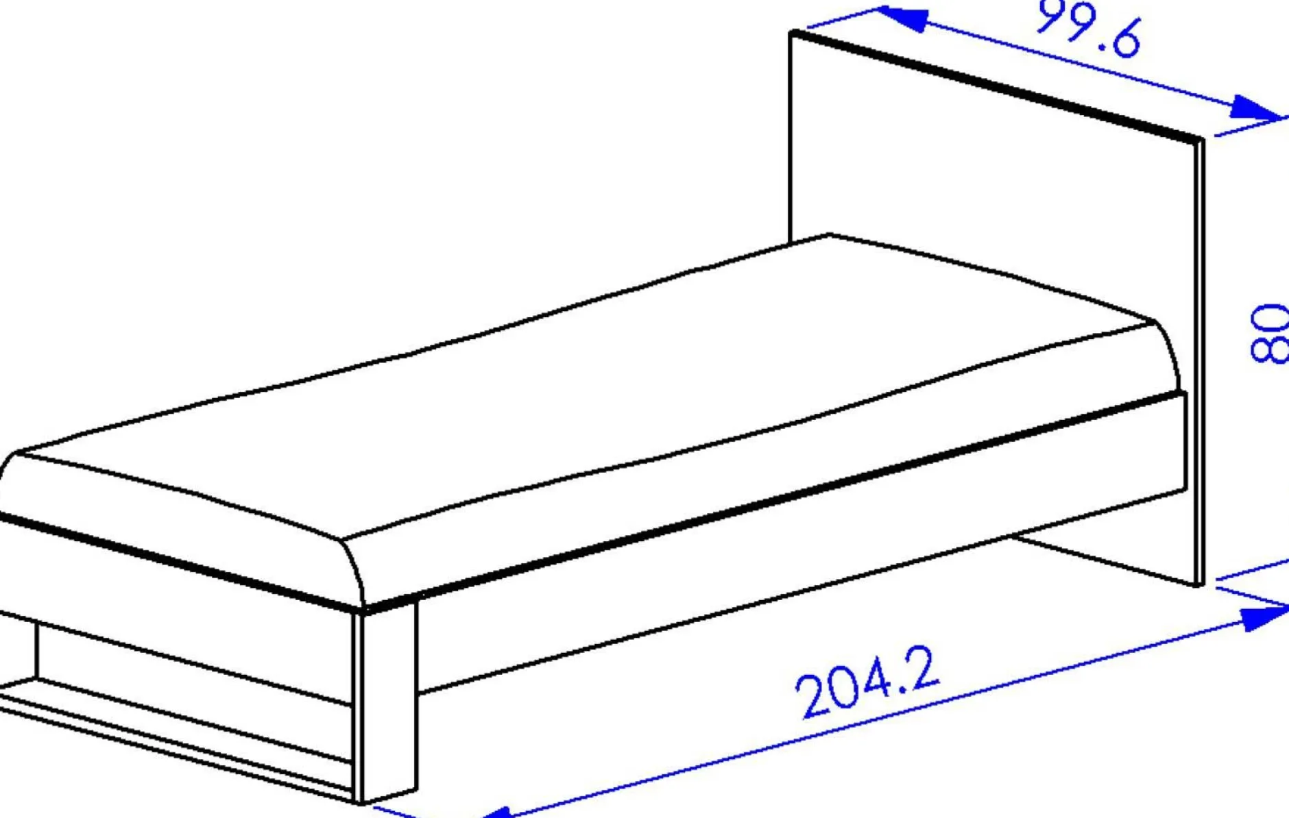 Jugendzimmer Nael: Bett 90x200 mit Lattenrost, Kommode, Nachttisch, Wandregal - Eiche Dekor/schwarz