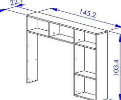 Jugendzimmer Nael: Bett 90x190 mit Rückwand, Kommode, Nachttisch, Wandregal - Eiche Dekor/schwarz