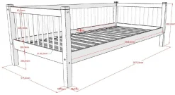 Kabinenbett Forrest 90x200 cm mit Bettgitter und Bettkasten - Buche