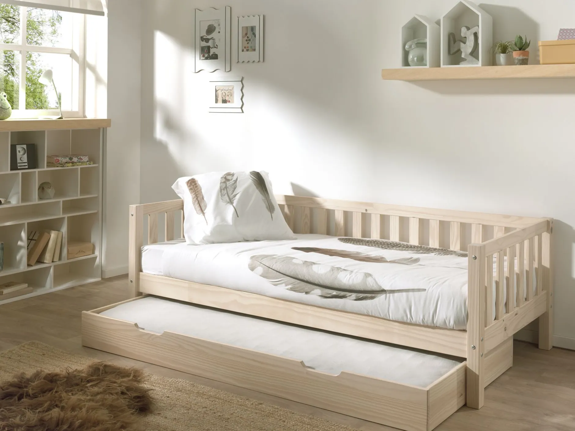Kabinenbett Friedrich | 211,2 x 98,2 x 68 cm | Mit Bettkasten | Milky Pine Design