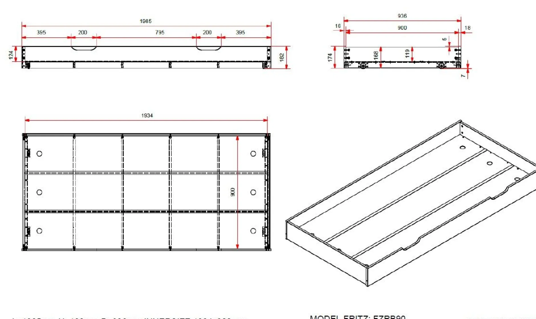 Kabinenbett Friedrich | 211,2 x 98,2 x 68 cm | Mit Bettkasten | Milky Pine Design