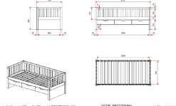 Kabinenbett Friedrich | 211,2 x 98,2 x 68 cm | 3 Schubkästen, Bettkasten | Milky Pine Design