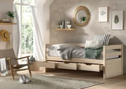 Kabinenbett Maggie - mit 3 Ablagefächern - 90 x 200 - Kiefer massiv - Kiefer milchig