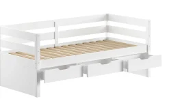 Kabinenbett Maggie - mit 3 Stauraumschubladen und Bettkasten - 90 x 200 - Kiefer massiv - weiß