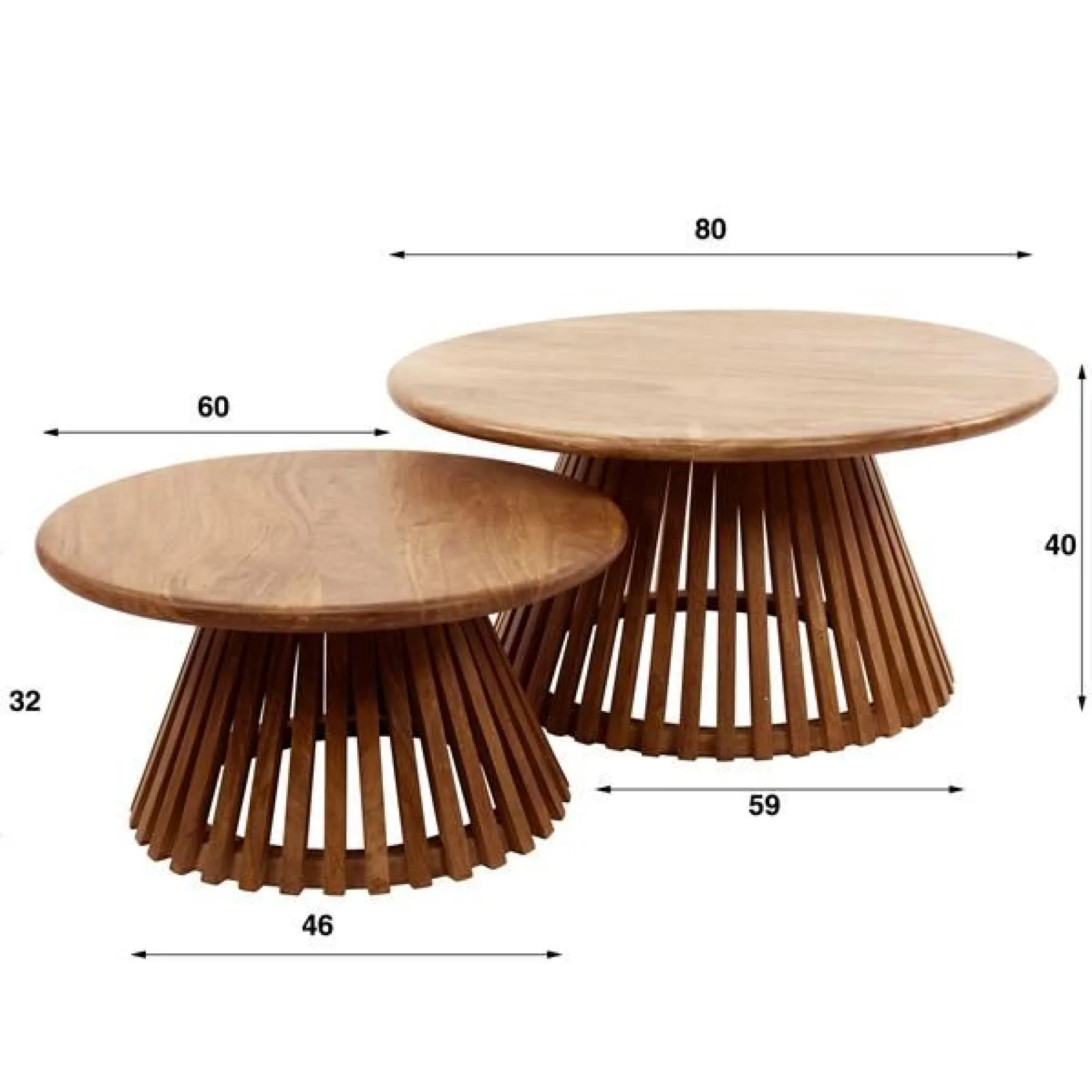 Kai2er-Set Couchtische -sandfarbenes massives Mangoholz
