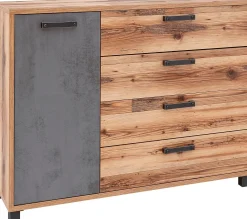 Kalas Kommode 125cm mit 1 Tür und 4 Schubladen - braun/grau