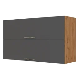 Küchenhängeschrank Sorrella 100cm mit 2 Flügeltüren - anthrazit/eiche