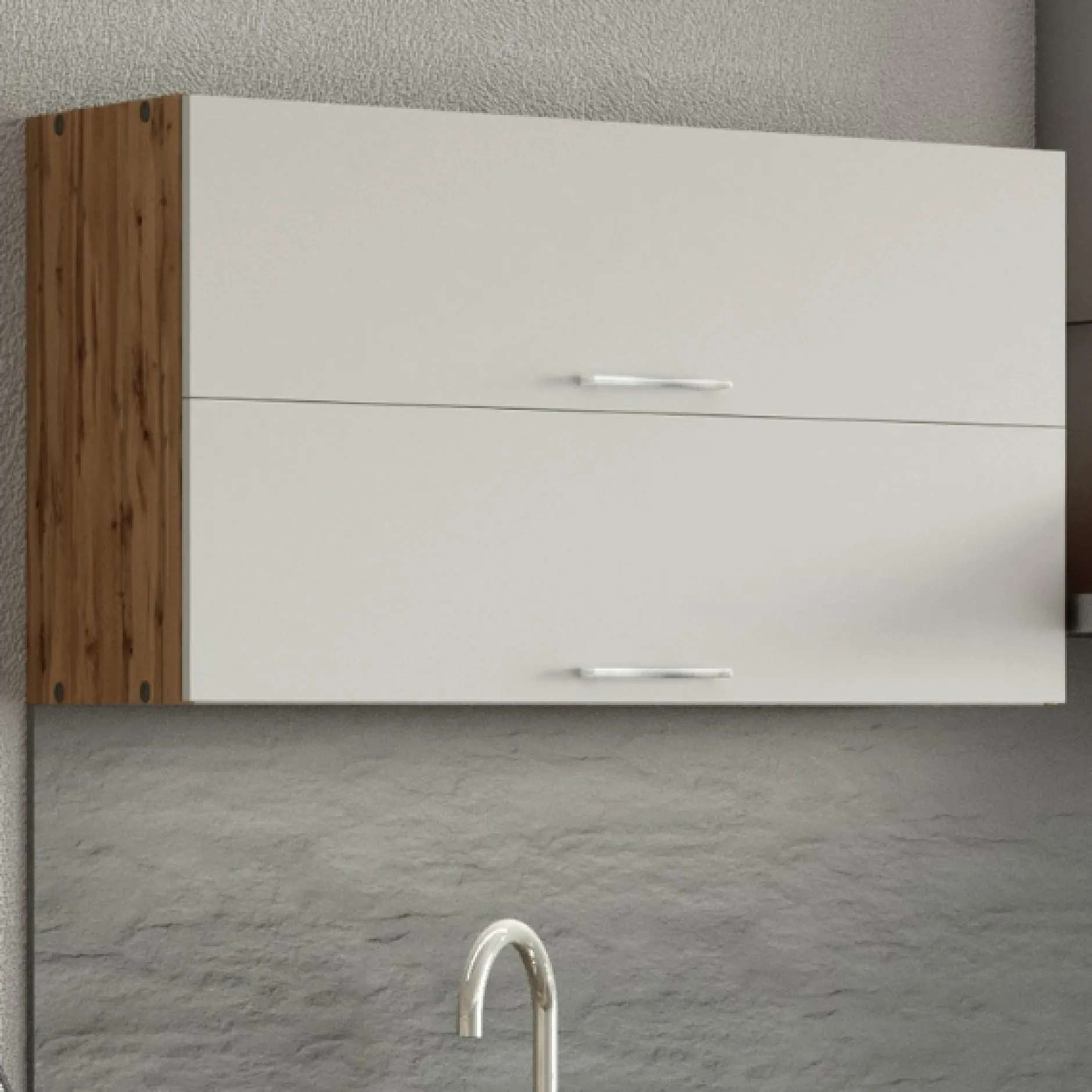 Küchenhängeschrank Sorrella 100cm mit 2 Flügeltüren - weiß/Eiche