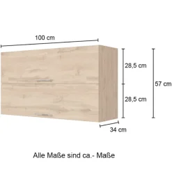 Küchenhängeschrank Sorrella 100cm mit 2 Flügeltüren - Eiche/Graphit