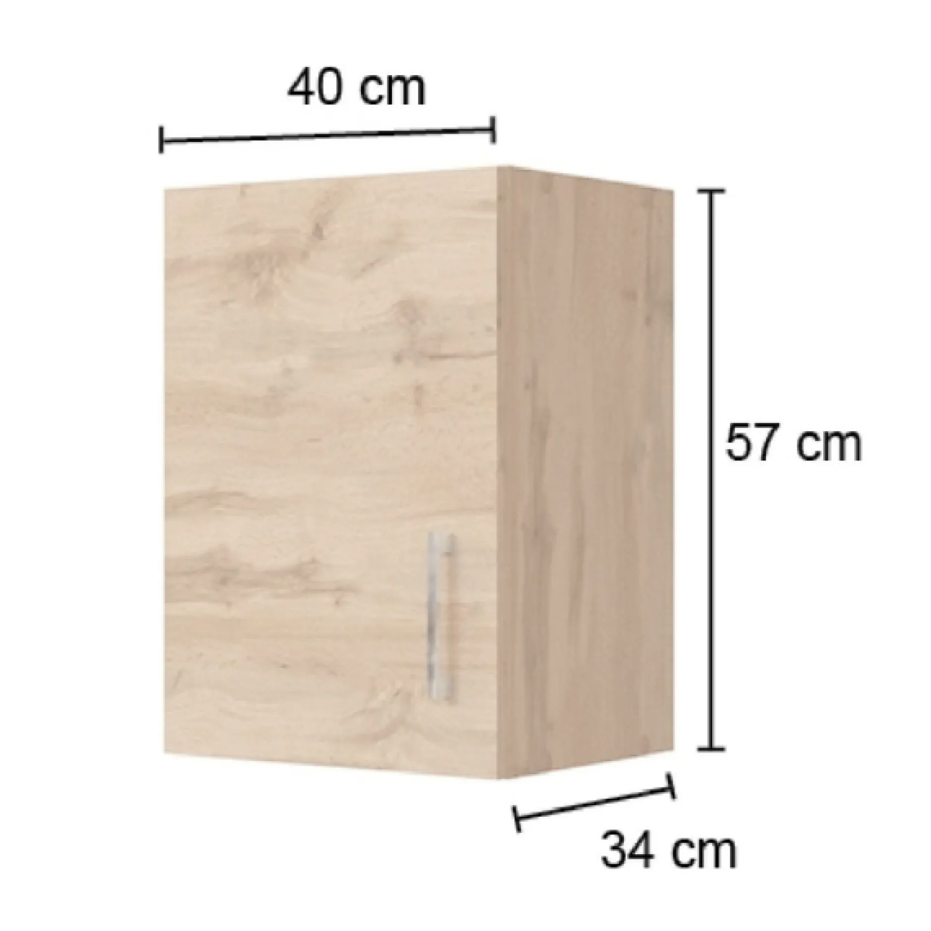 Küchenhängeschrank Sorrella 40cm 1 Tür - Eiche/Graphit