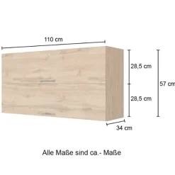 Küchenhängeschrank Sorrella 110cm mit 2 Flügeltüren - Eiche/Graphit