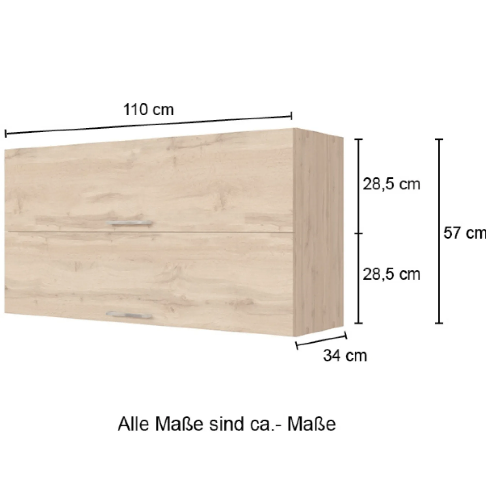 Küchenhängeschrank Sorrella 110cm mit 2 Flügeltüren - Eiche/Graphit