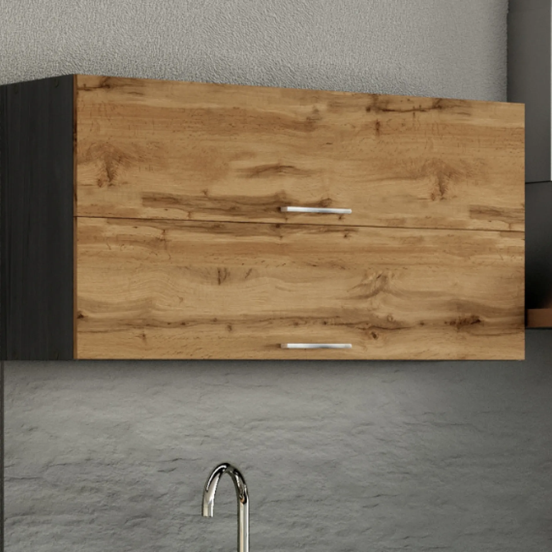 Küchenhängeschrank Sorrella 110cm mit 2 Flügeltüren - Eiche/Graphit