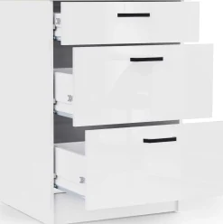 Küchenschrank Bianco - 60x60x90cm - 3 Schubladen - Hochglanz weiß