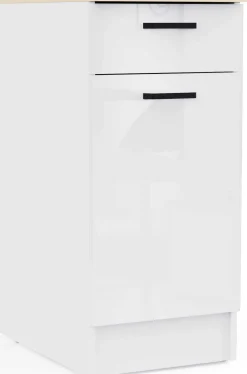 Küchenschrank Bianco - 40x60x90cm - 1 Tür und 1 Schublade - Hochglanz weiß