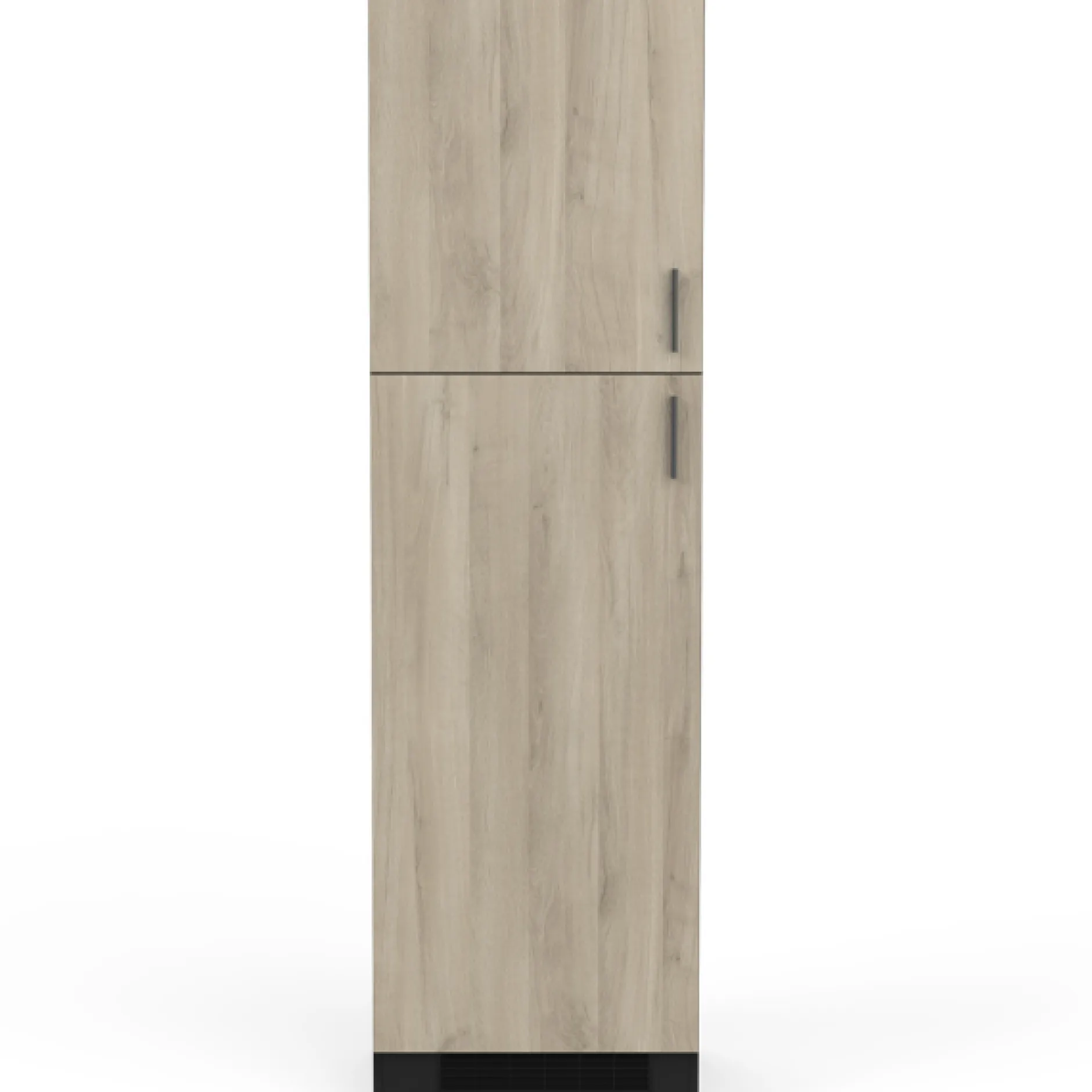Küchenschrank für Kühlschrank Romanie 60 cm 2 Flügeltüren und 2 Einlegeböden-Kronberg Eiche/Mattschwarz