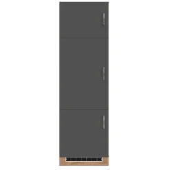Küchenschrank für Kühlschrank Sorrella 60cm 3 Türen - anthrazit/pfirsich