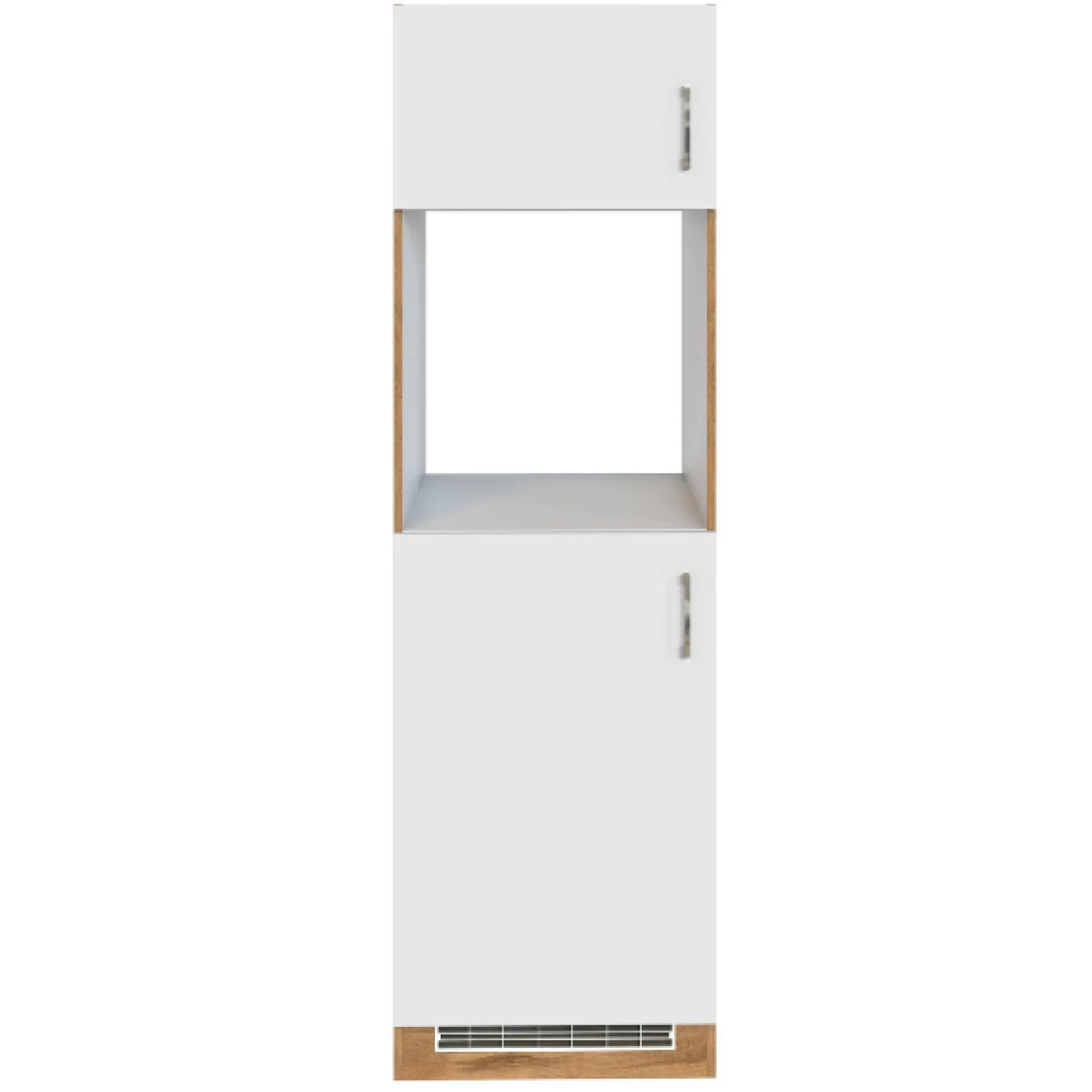 Küchenschrank für Kühlschrank und Backofen Sorrella 2 Türen - weiß/Eiche