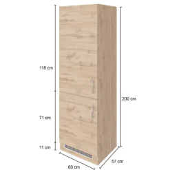 Küchenschrank für Kühl- und Gefrierschrank Sorrella - anthrazit/eiche