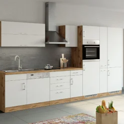 Küchenschrank für Kühl- und Gefrierschrank Sorrella - weiß/eiche