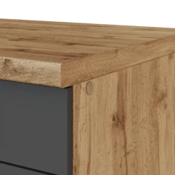 Küchenschrank für Kochplatte Sorrella 3 Schubladen - Anthrazit/Eiche.