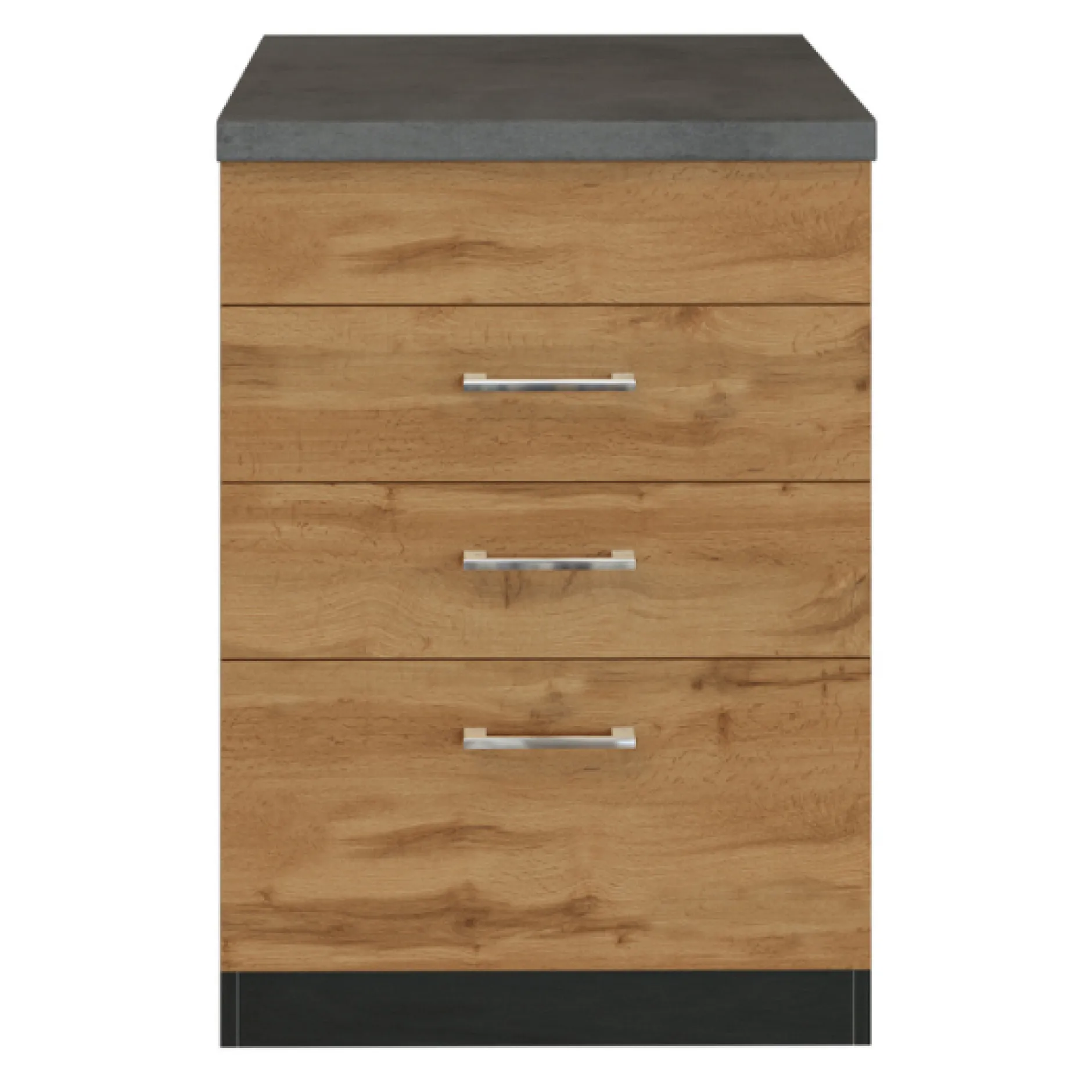 Küchenschrank für Kochplatte Sorrella 3 Schubladen - Eiche/Graphit
