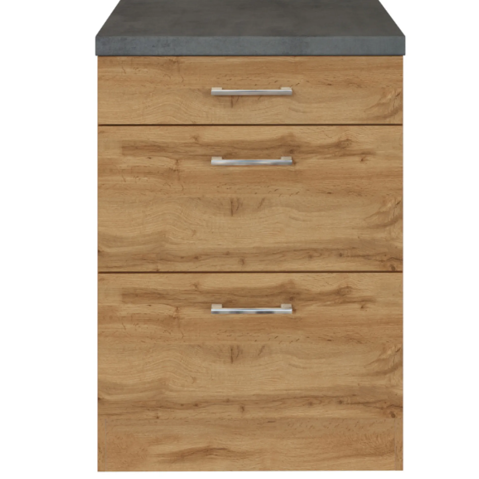 Küchenschrank Sorrella 50cm 3 Schubladen - Eiche/Beton