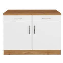 Küchenschrank Sorrella 100cm 2 Türen und 2 Schubladen - weiß/Eiche