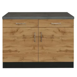Küchenschrank Sorrella 100cm 2 Türen und 2 Schubladen - Eiche/Graphit