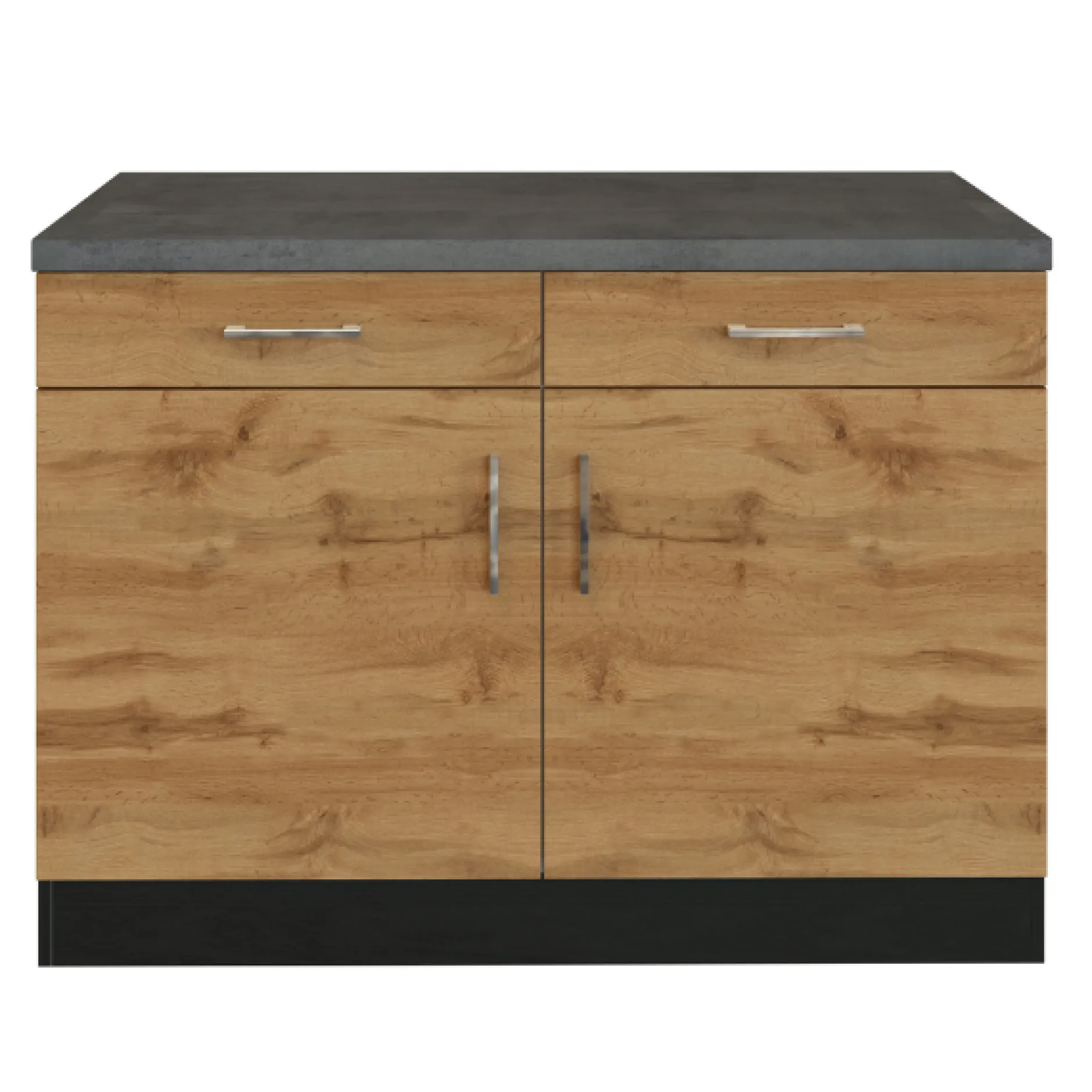 Küchenschrank Sorrella 100cm 2 Türen und 2 Schubladen - Eiche/Graphit