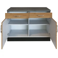 Küchenschrank Sorrella 100cm 2 Türen und 2 Schubladen - Eiche/Graphit