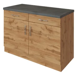 Küchenschrank Sorrella 100cm 2 Türen und 2 Schubladen - Eiche/Beton