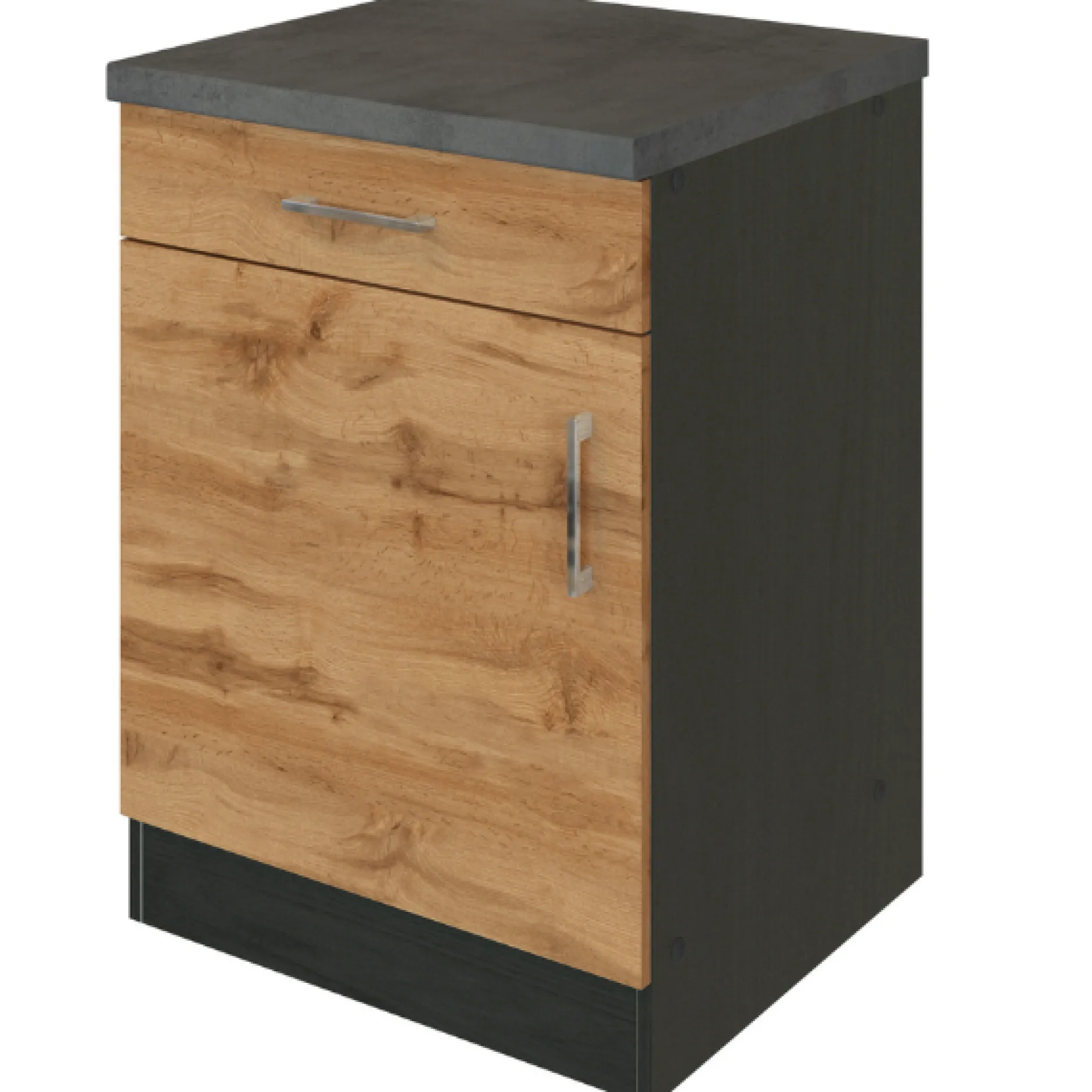 Küchenschrank Sorrella 50cm 1 Tür und 1 Schublade - Eiche/Graphit