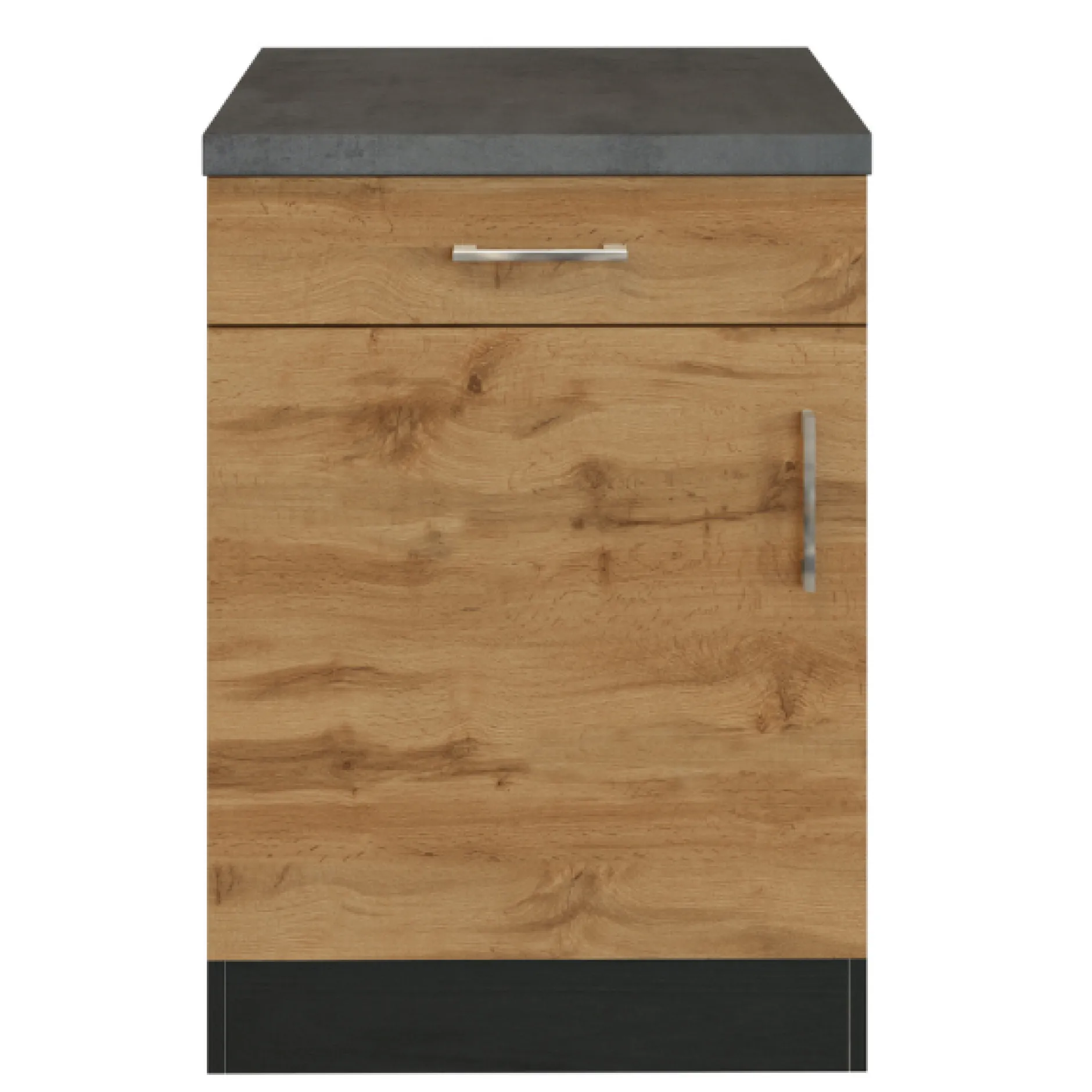 Küchenschrank Sorrella 50cm 1 Tür und 1 Schublade - Eiche/Graphit