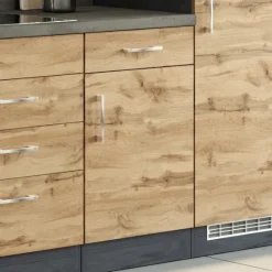 Küchenschrank Sorrella 50cm 1 Tür und 1 Schublade - Eiche/Graphit