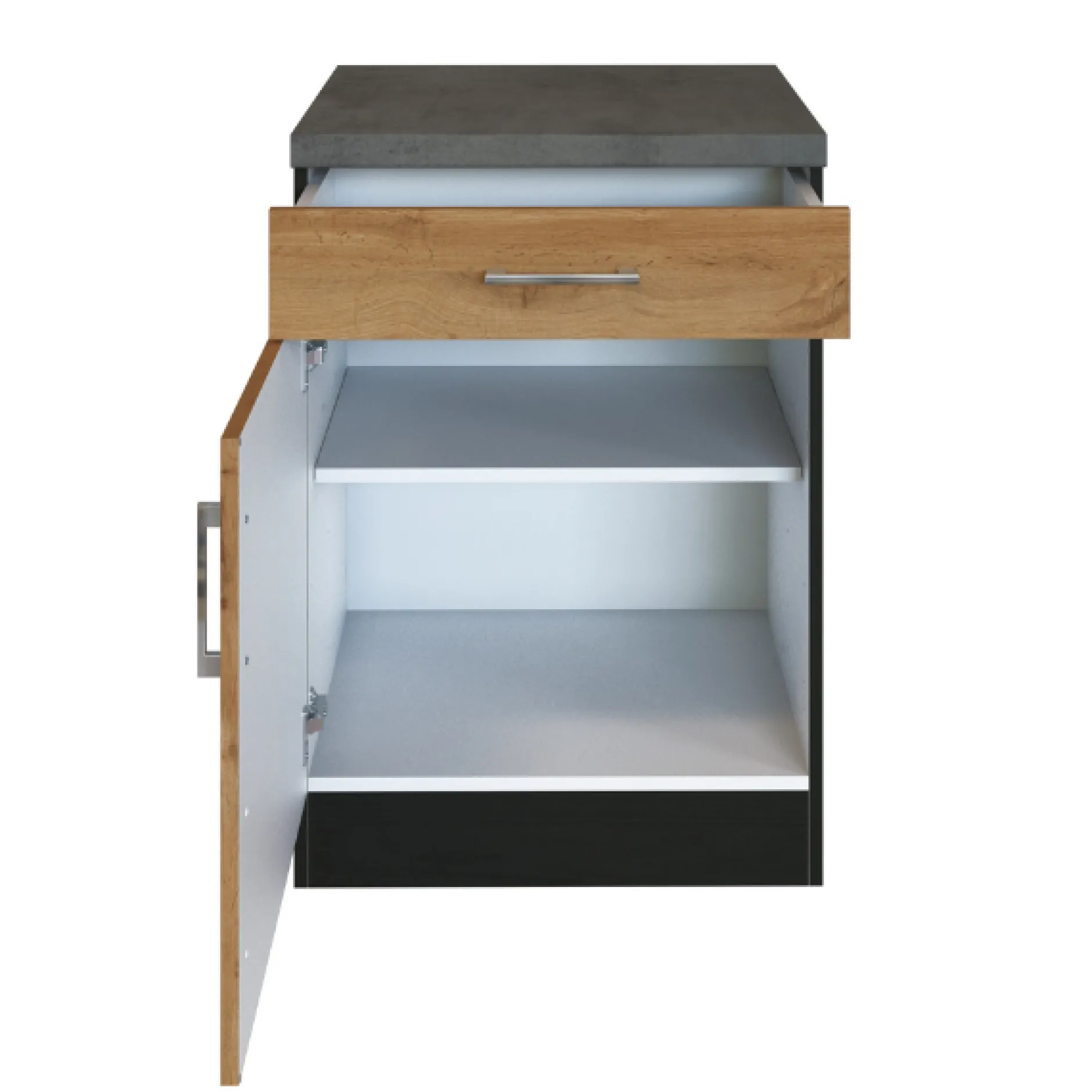 Küchenschrank Sorrella 50cm 1 Tür und 1 Schublade - Eiche/Graphit