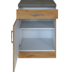 Küchenschrank Sorrella 50cm 1 Tür und 1 Schublade - Eiche/Beton
