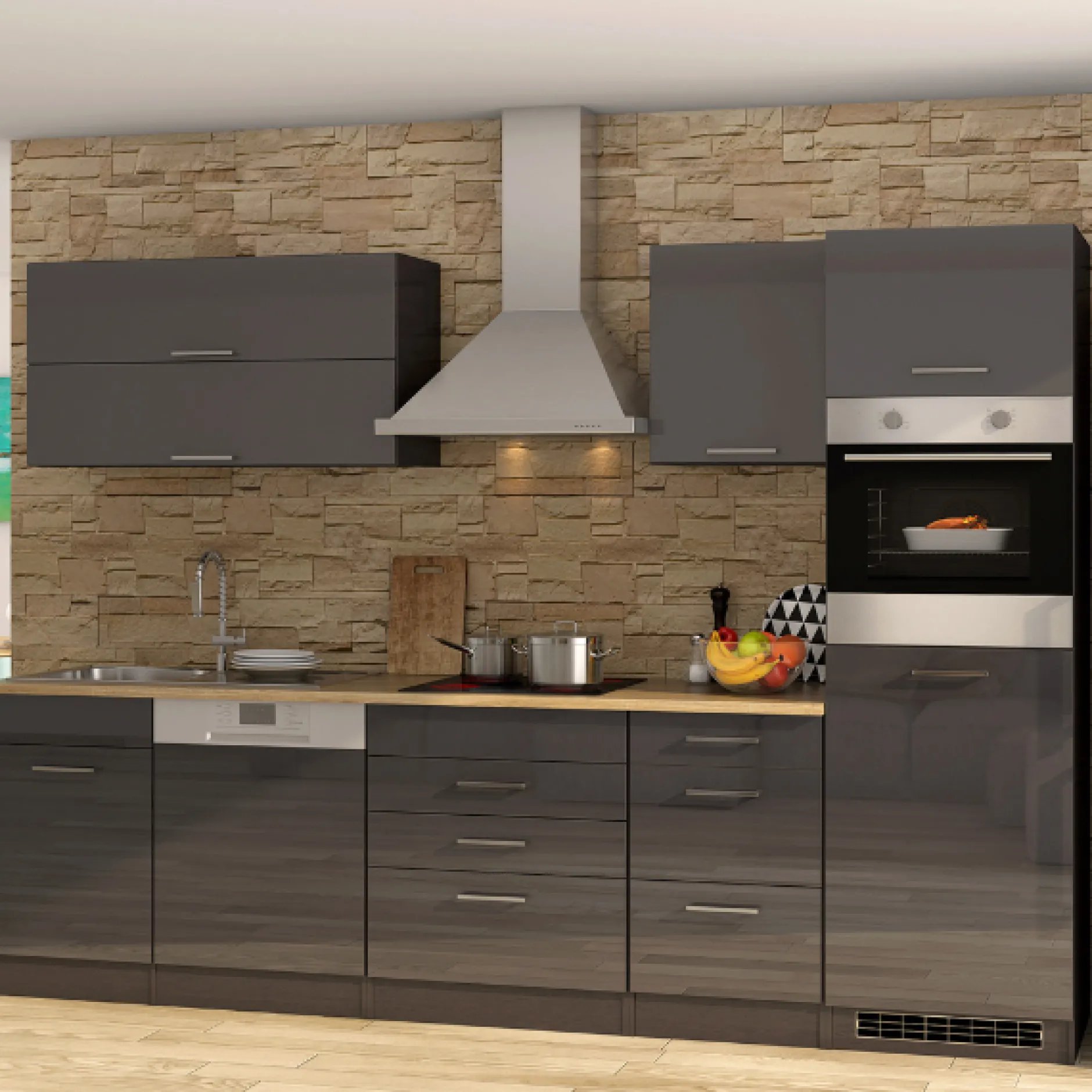 Küchenset Mailand | Geräte nicht enthalten | Sonoma Grey Oak