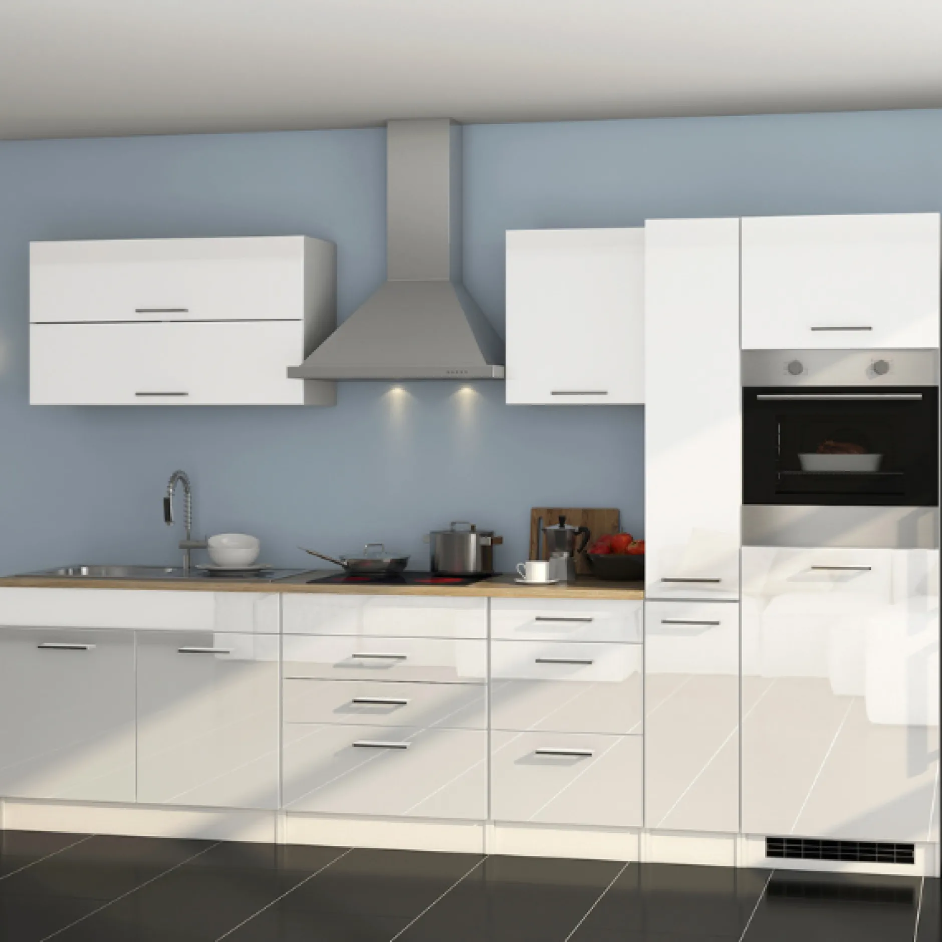 Küchenset Mailand | Geräte nicht enthalten | High Glossy White