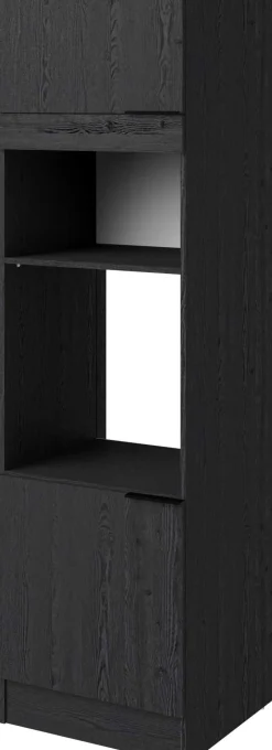 Küchensäulenschrank Anna - 60x58x210cm - 2 Türen - Eiche schwarz Dekor