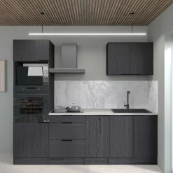Küchensäulenschrank Anna - 60x58x210cm - 2 Türen - Eiche schwarz Dekor